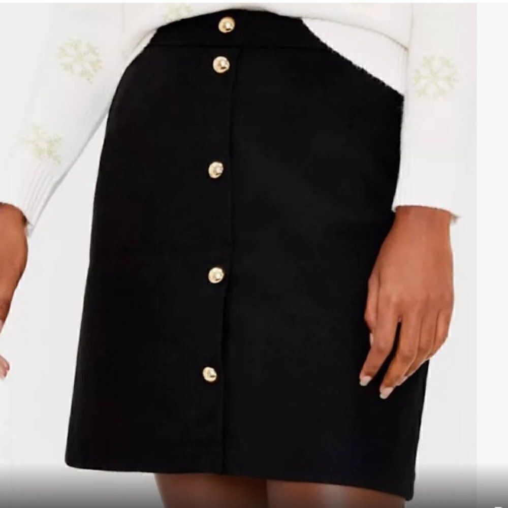 Loft Wool Black Pocket Skirt - Size 8